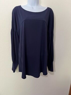 Peruvian Connection - Women’s Navy Lantern Sleeve Poet Top NWT